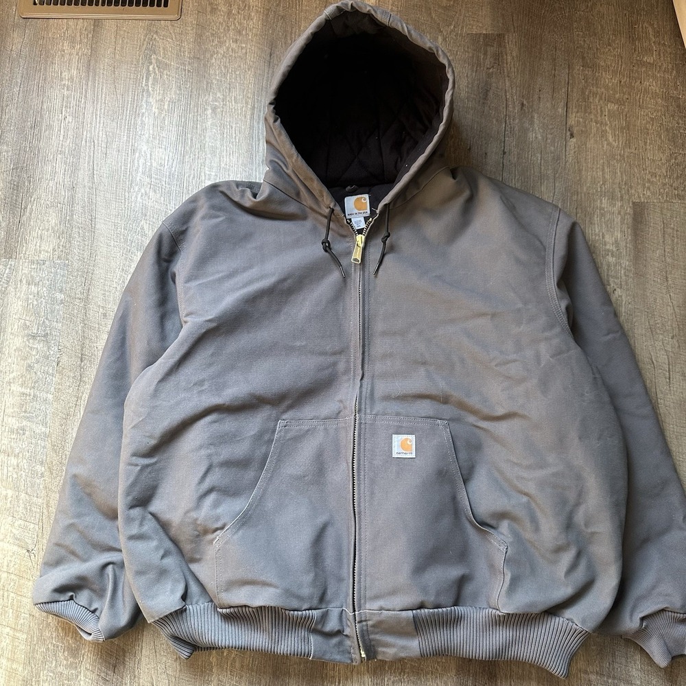 Vintage 90s Y2K J130 ARG Carhartt Sandstone Duck Active‎ Jacket Army Gray 3XL